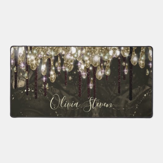 Glittermonogram voor zwart goud bureaumat (Voorkant)