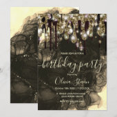 Glittermonogram voor zwart goud kaart (Voorkant / Achterkant)