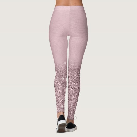 Glittermousserend roos goud leggings (Achterkant)