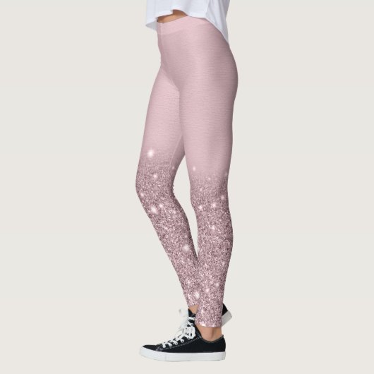Glittermousserend roos goud leggings (Links)
