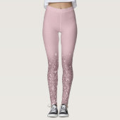 Glittermousserend roos goud leggings (Voorkant)