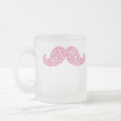 GLITTERMUSTACHE VAN MEESTE PINK, AFGEDRUKT MATGLAS KOFFIEMOK (Links)