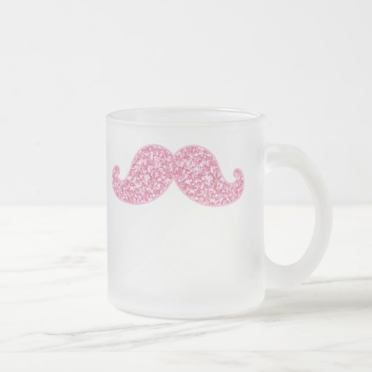 GLITTERMUSTACHE VAN MEESTE PINK, AFGEDRUKT MATGLAS KOFFIEMOK (Rechts)