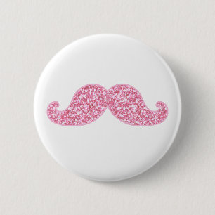 GLITTERMUSTACHE VAN MEESTE PINK, AFGEDRUKT RONDE BUTTON 5,7 CM