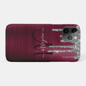 Glitternaam Girly Burgundy Brushed Metal Driving G Case-Mate iPhone Case (Achterkant (horizontaal))