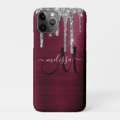 Glitternaam Girly Burgundy Brushed Metal Driving G Case-Mate iPhone Case (Achterkant)