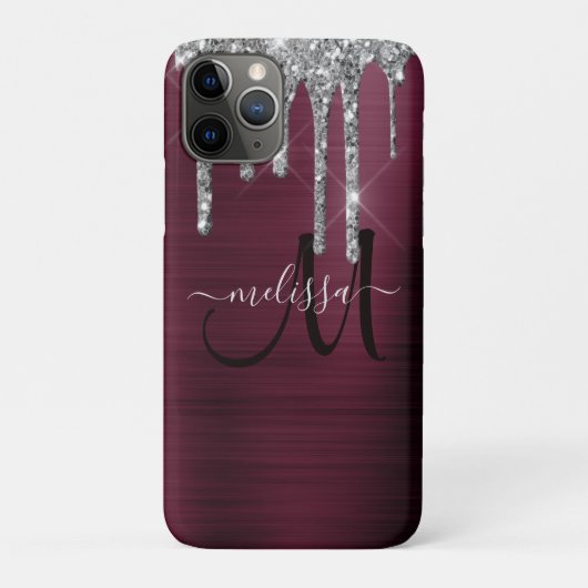 Glitternaam Girly Burgundy Brushed Metal Driving G Case-Mate iPhone Case (Achterkant)