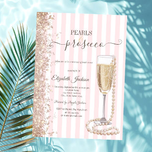 Glitterparels & Prosecco Roze StreepHuwelijksfeest Kaart