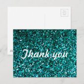 Glitterpatronen Dank je wel Blauwe Glitterende Sch Briefkaart (Voorkant / Achterkant)