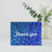 Glitterpatronen Dank u Neon Blue Sparkle Briefkaart (Staand voorkant)