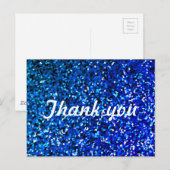 Glitterpatronen Dank u Neon Blue Sparkle Briefkaart (Voorkant / Achterkant)