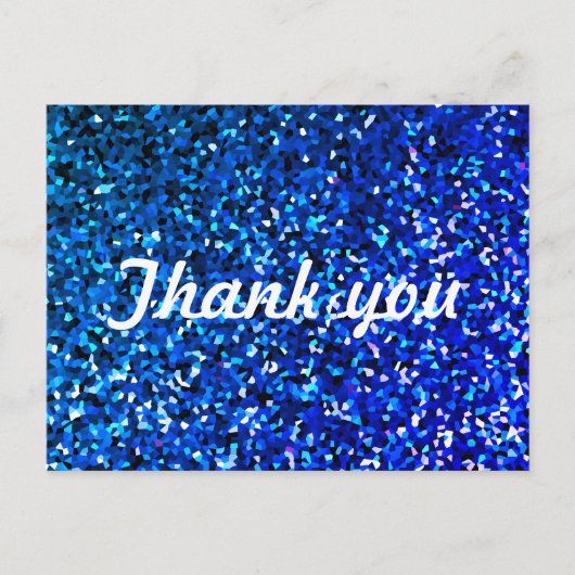 Glitterpatronen Dank u Neon Blue Sparkle Briefkaart (Voorkant)