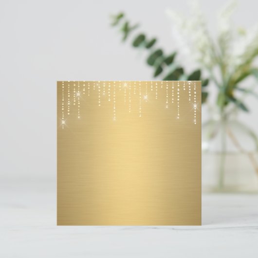 Glitterpatroon blanco uitnodiging (Staand voorkant)