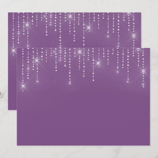 Glitterpatroon blanco uitnodiging (Voorkant / Achterkant)