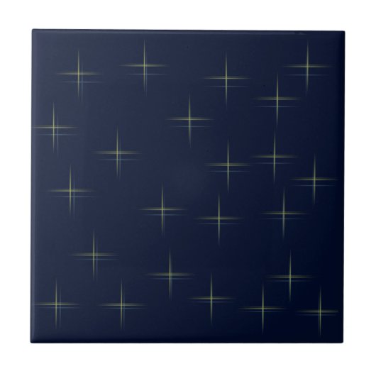 Glitterpatroon op marineblauw tegeltje (Voorkant)