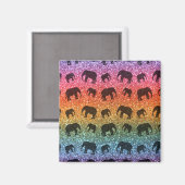 Glitterpatroon van de elefant van de regenboog magneet (Voorkant / Achterkant)