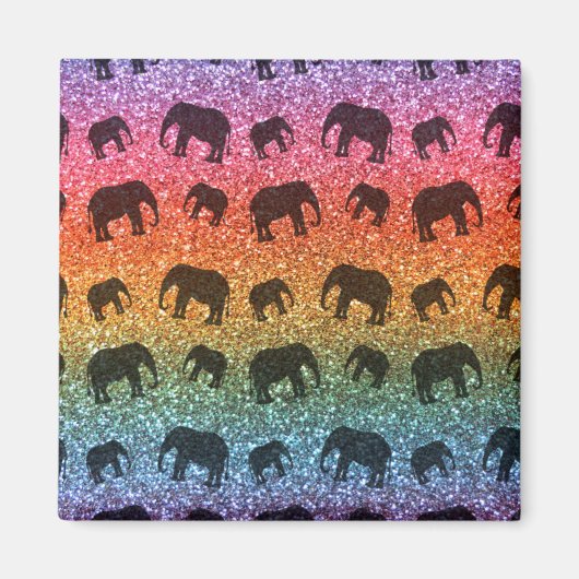 Glitterpatroon van de elefant van de regenboog magneet (Voorkant)