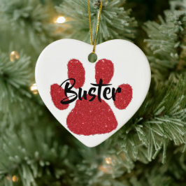 Glitterpawprint op maat keramisch ornament