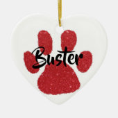 Glitterpawprint op maat keramisch ornament (Voorkant)