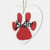 Glitterpawprint op maat keramisch ornament (Links)