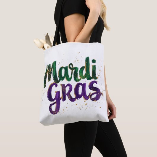 Glitterpenseelstreek Mardi Gras Tote Bag (Dichtbij)