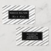 Glitterpenselen met striped lijnen visitekaartje (Voorkant / Achterkant)