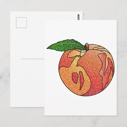 glitterperzik briefkaart (Voorkant / Achterkant)