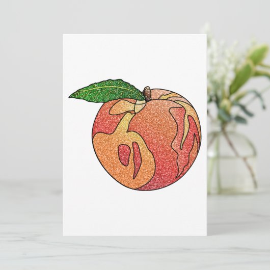 glitterperzik kaart (Staand voorkant)