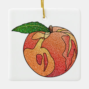 glitterperzik keramisch ornament