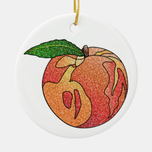 glitterperzik keramisch ornament