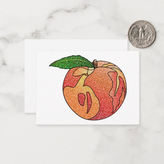 glitterperzik notitiekaartje (Voorkant / Achterkant in situ)