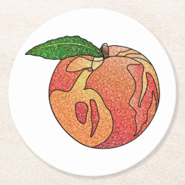 glitterperzik ronde kartonnen onderzetter