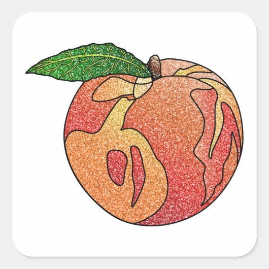 glitterperzik vierkante sticker (Voorkant)