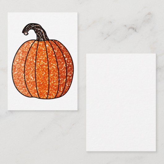 Glitterpompoen Notitiekaartje (Voorkant / Achterkant)