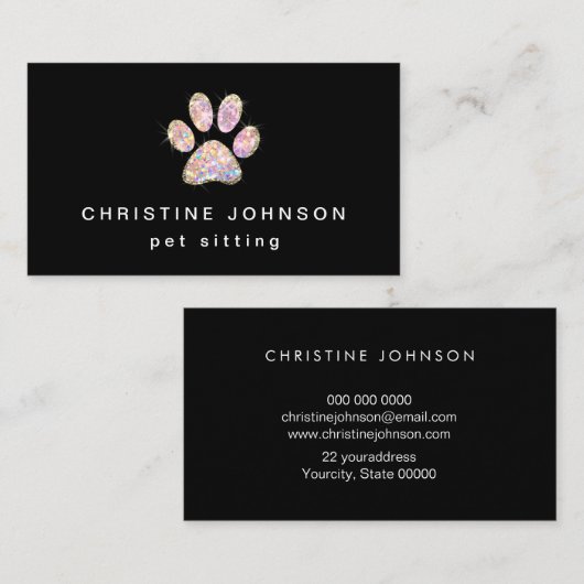 Glitterpootafdruk logo visitekaartje (Voorkant / Achterkant)