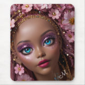 Glitterpop Glitter en Bloemen Pop Muismat (Voorkant)