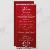 Glitterrand op karmozijnrode trouwmenu menu (Voorkant / Achterkant)