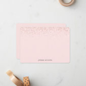 Glitterrand, Roze Roze Persoonlijk Notitiekaartje (Voorkant / Achterkant in situ)