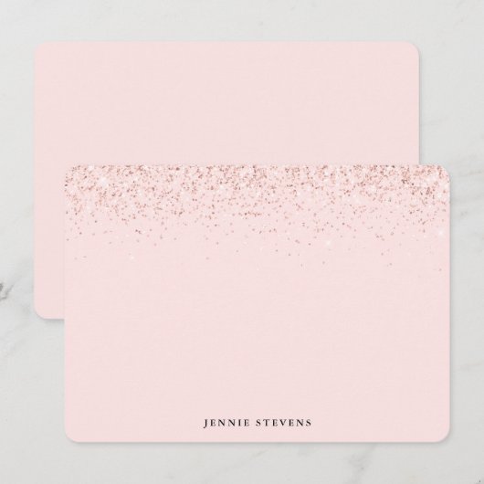 Glitterrand, Roze Roze Persoonlijk Notitiekaartje (Voorkant / Achterkant)