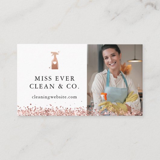Glitterreiniging & Maid Services Foto- en QR-code Visitekaartje (Voorkant)
