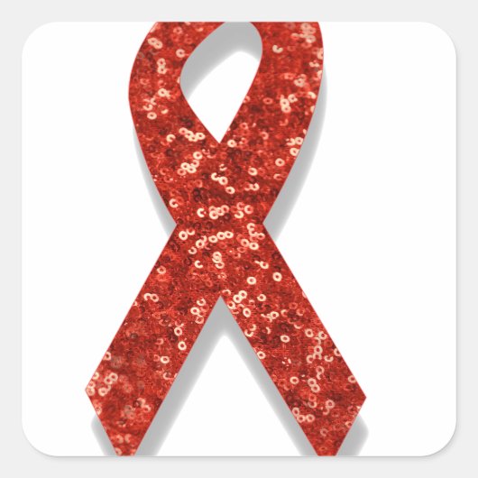 glitterrode lint vierkante sticker (Voorkant)