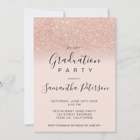 Glitterroze afstuderen fotoblok afstuderen kaart (Achterkant)