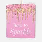 Glitterroze en goudborst op spaarpjes keramisch ornament (Links)