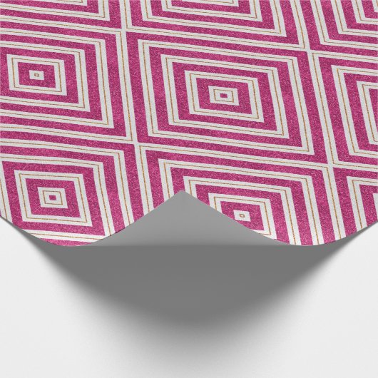Glitterroze en goudlijnse design cadeaupapier (Hoek)