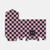 Glitterroze en zwarte vierkantjes bedankdoosjes (Uitgevouwen)