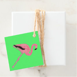 Glitterroze flamingo bedankjes labels