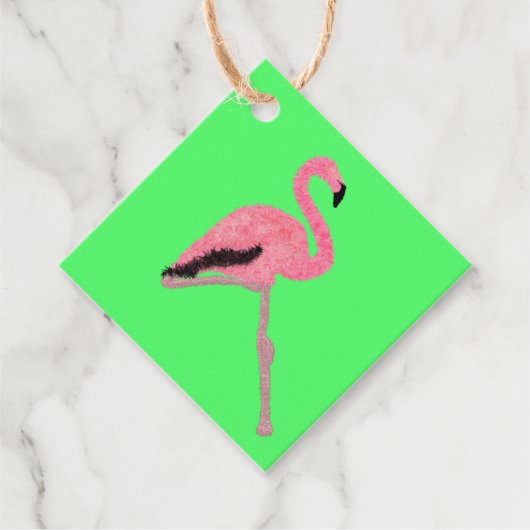 Glitterroze flamingo bedankjes labels (Voorkant)
