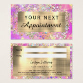 Glitterroze opaal afspraak kaart (Voorkant /achterkant)