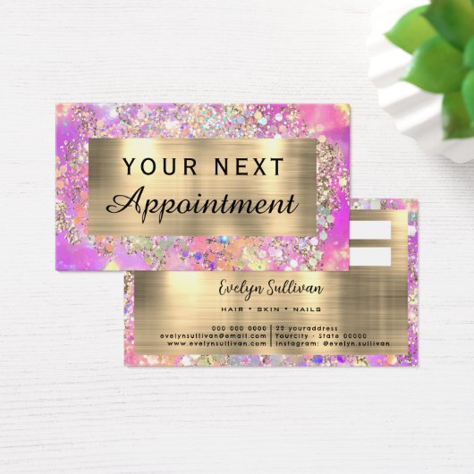 Glitterroze opaal afspraak kaart (Bureau)