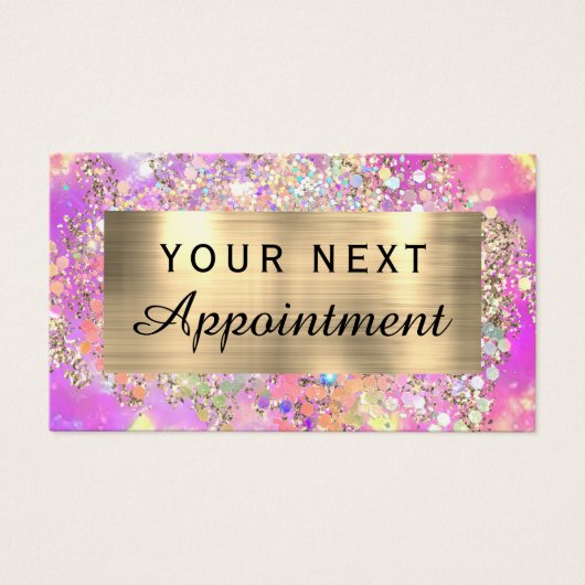 Glitterroze opaal afspraak kaart (Voorkant)